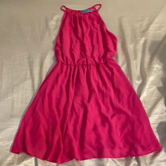 hot pink latex mini dress Pink Patent Leather Off The Shoulder Cut-Out Sexy Mini Latex Dress
